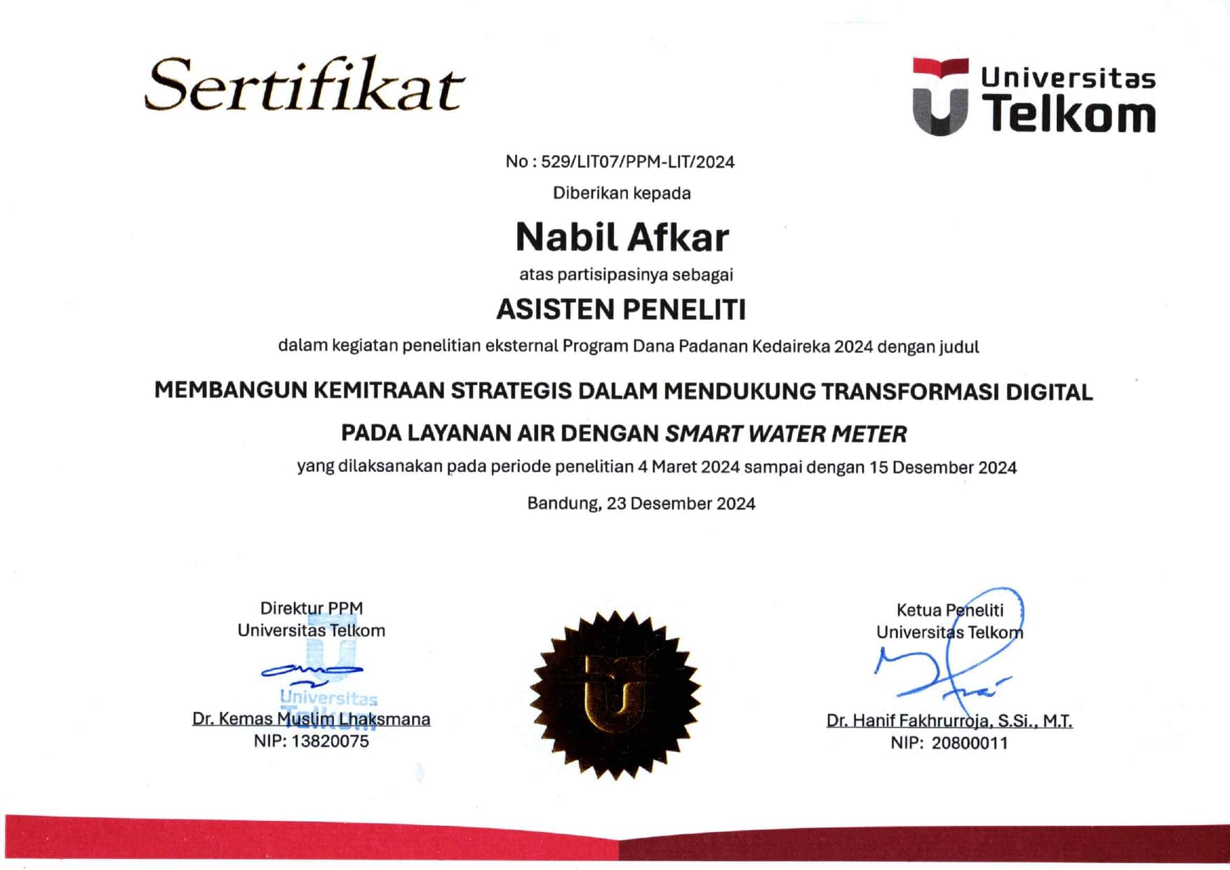 Research Assistant — KEDAIREKA Program (2024)