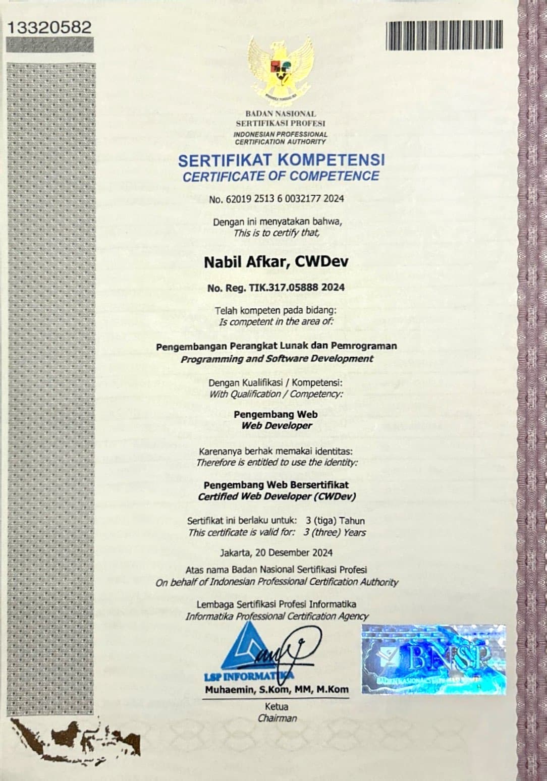 Certified Web Developer — BNSP